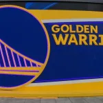 Golden State Warriors LOGO at Chase Center - an indoor arena in the Mission Bay neighborhood of San Francisco^ California. San Francisco^ California^ USA^ June 29^ 2022.