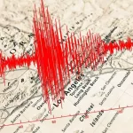 Red seismic wave over Los Angeles map