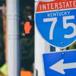 Road sign on 75 interstate road in Kentucky^ USA