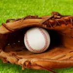 Baseball glove with a ball