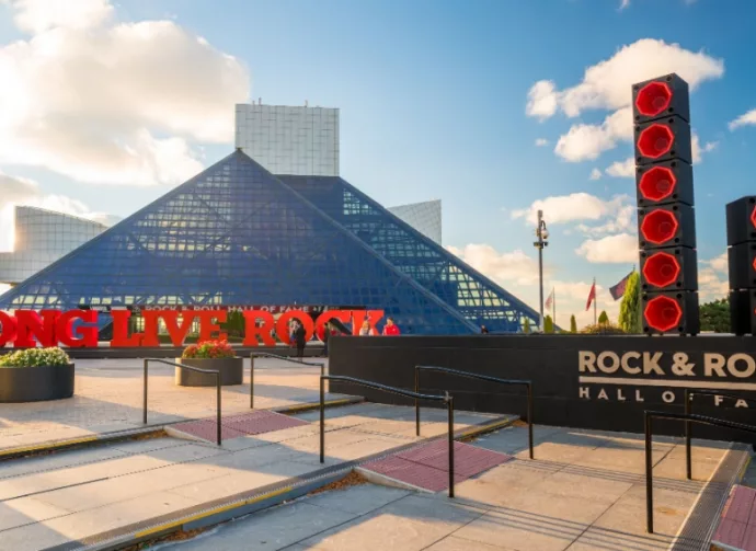 The Rock and Roll Hall of Fame and Museum in Downtown Cleveland Ohio USA on November 4^ 2016