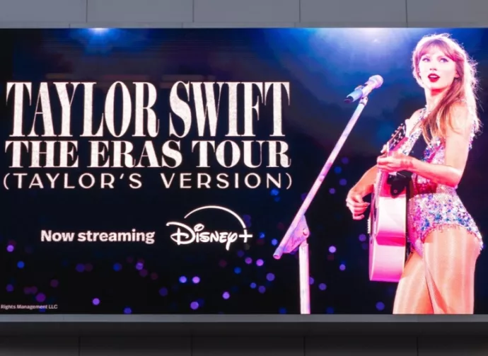 Advertisement for Taylor Swift The Eras Tour at L.A. Live in Downtown. March 17^ 2024 - Los Angeles^ CA USA