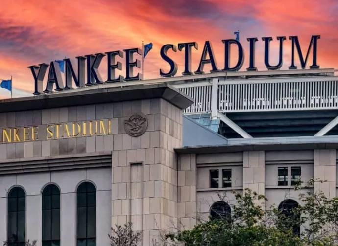 Entrance and sign at Yankee Stadium in the Bronx^ NY. January 3^ 2024