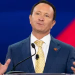 Louisiana Gov Jeff Landry speaks during CPAC Texas 2022 conference at Hilton Anatole