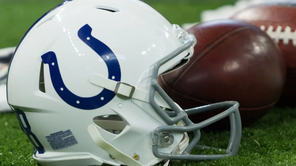 Indianapolis Colts helmet at Lucas Oil Stadium in Indianapolis IN on 9/29/19