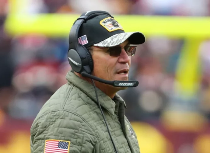 Washington Football Team head coach Ron Rivera during game at FedEx Field. Nov 14^ 2021; Landover^ MD USA