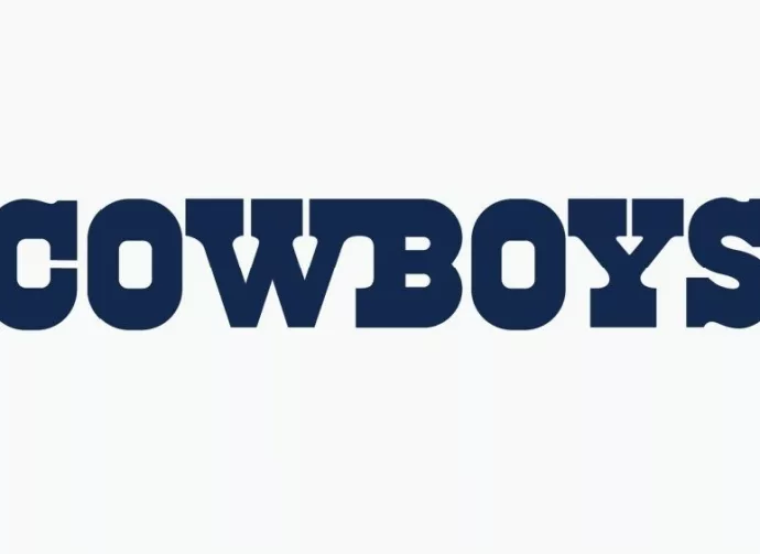 Dallas Cowboys Wordmark. Sports editorial vector logo is printed on white paper.