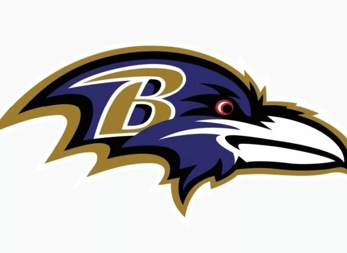 Baltimore Ravens^ Sports editorial vector logo is printed on white paper.