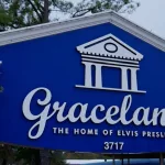 The Welcome sign to Graceland in Memphis - MEMPHIS^ TENNESSEE - NOVEMBER 07^ 2022