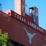 Darrell K Royal Texas Memorial Stadium at the campus of University of Texas. Texas Longhorns. AUSTIN^ USA - APR 26^ 2019