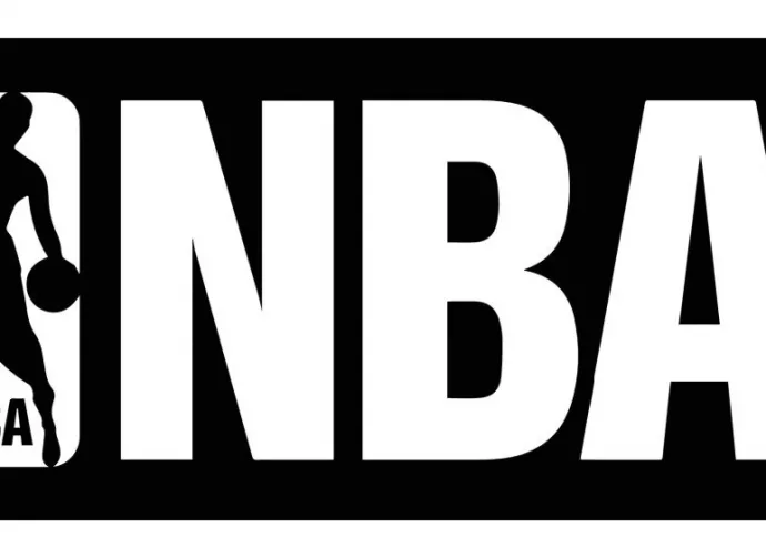 NBA logo (black and white) printed on paper and placed on white background