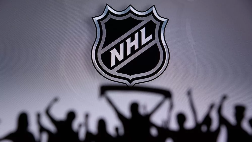 National Hockey LeagueFans Silhouette. Crowd celebrate and support the NHL hockey Team. Sport photo^ edit space