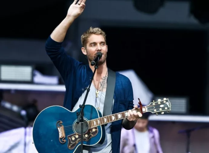 Brett Young performs during the You Look Good World Tour at Northwell Health at Jones Beach Theatre on July 14^ 2017 in Wantagh^ New York.