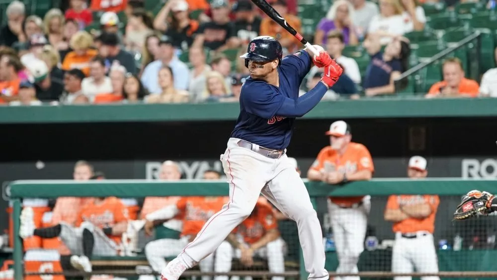 Boston Red Sox infielder Rafael Devers (11) against the Baltimore Orioles on September 10^ 2022 at Oriole Park at Camden Yards in Baltimore^ Maryland.