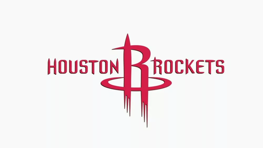 LOGO (RED) of NBA franchise HOUSTON ROCKETS on white background.