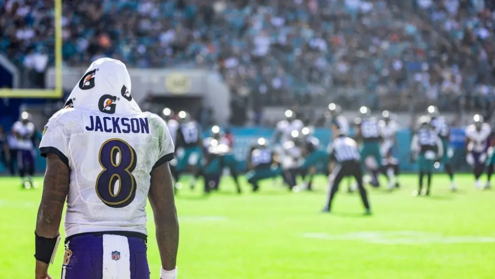 LAMAR JACKSON BALTIMORE RAVENS VS JACKSONVILLE JAGUARS NOVEMBER 27^ 2022 at TIAA BANK FIELD JACKSONVILLE FLORIDA