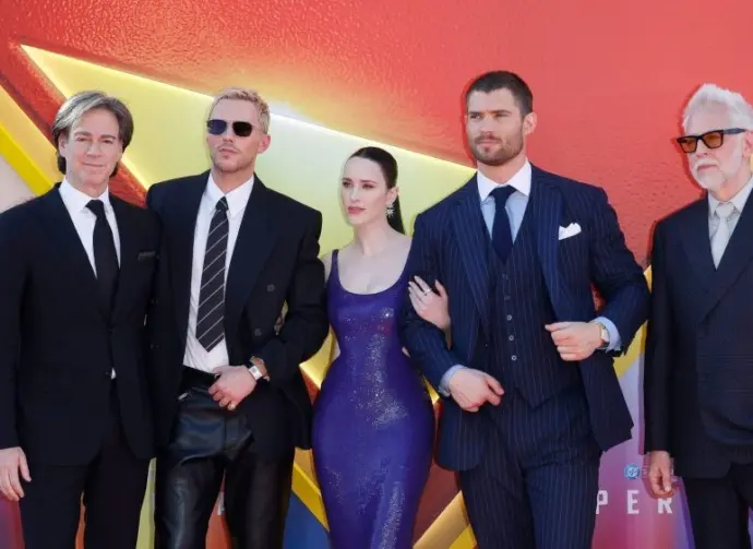 Peter Safran^ Nicholas Hoult^ Rachel Brosnahan^ David Corenswet^ James Gunn at the Premiere of Superman at the TCL Chinese Theatre IMAX LOS ANGELES - JULY 7^ 2025