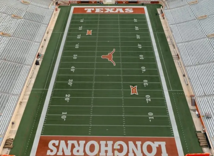 Birds Eye View of Texas Memorial Stadium^ Home of the Texas Longhorns Football Team AUSTIN^ US - May 28^ 2019