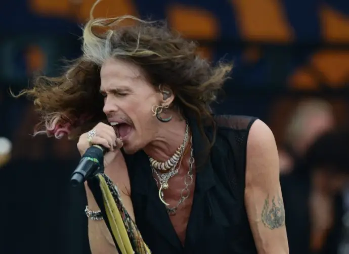 Aerosmith^ with lead singer Steven Tyler^ performs at the 2018 New Orleans Jazz and Heritage Festival. New Orleans^ LA - May 5^ 2018