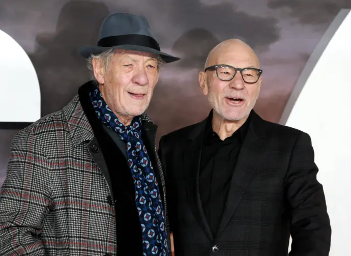 Ian McKellen and Patrick Stewart attend the 'Star Trek; Picard' TV show premiere at the Odeon Luxe cinema in Leicester Square in London^ United Kingdom-January 15^ 2020