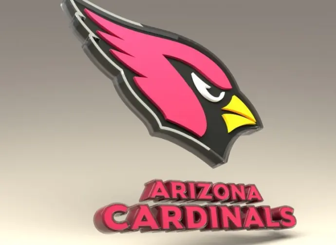 Emblem of the Arizona Cardinals. The Arizona Cardinals are a professional American football team. Template for presentation or infographics. 3D render. 3D Illustration