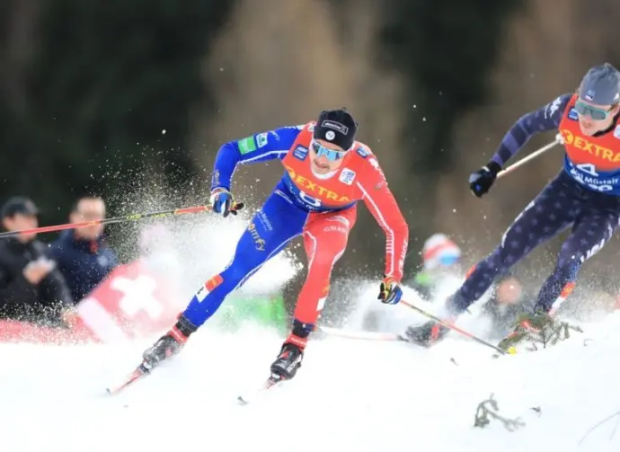 Cross Country Ski World Cup - Tour de ski. Val Mustair^ Switzerland on December 31^ 2022. Jay Renaud FRA and Ogden Ben USA in action.