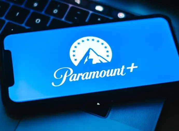 Paramount plus logo on smartphone screen. Rostov-on-Don^ Russia - November 15 2021
