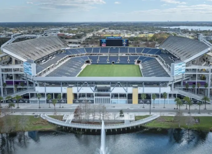 Aerial photograph of Camping World Stadium^ Orlando^ Florida^ USA. February 9^ 2024.