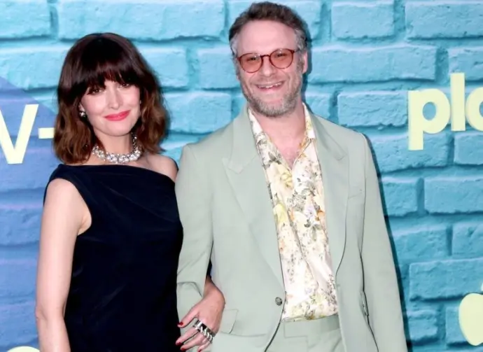 Rose Byrne^ Seth Rogen at the Platonic Apple+ Series Premiere at the Regal LA Live on May 10^ 2023 in Los Angeles^ CA