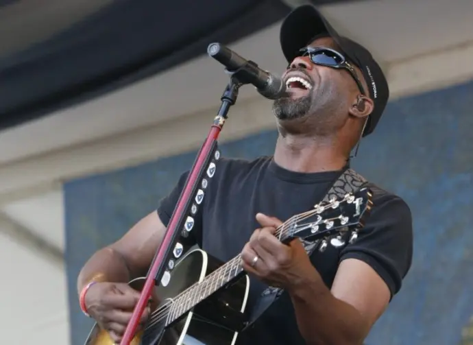 Hootie and the Blowfish lead singer Darius Rucker performs on stage at the 2010 New Orleans Jazz and Heritage Festival. New Orleans^ Louisiana - April 25^ 2010