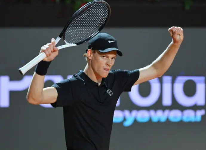 Jannik Sinner (ITA) during match on 16th May 2025; Foro Italico^ Rome^ Italy; ATP 1000 Tennis Masters Rome^ 2025;