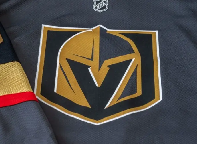 Detail of the Vegas Golden Knights jersey. The Golden Knights are a NHL hockey team. Calgary^ Alberta - September 26^ 2024