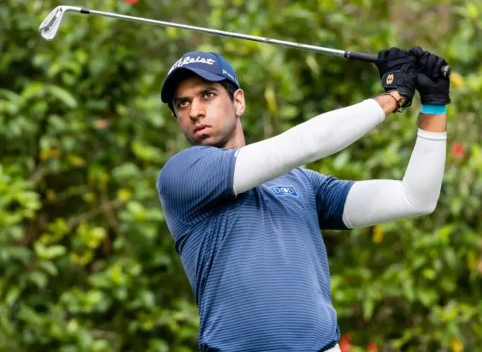 Aaron Rai of England tees off during day three of the Honma Hong Kong Open in Hong Kong^ Hong Kong. Hong Kong - November 24 2018