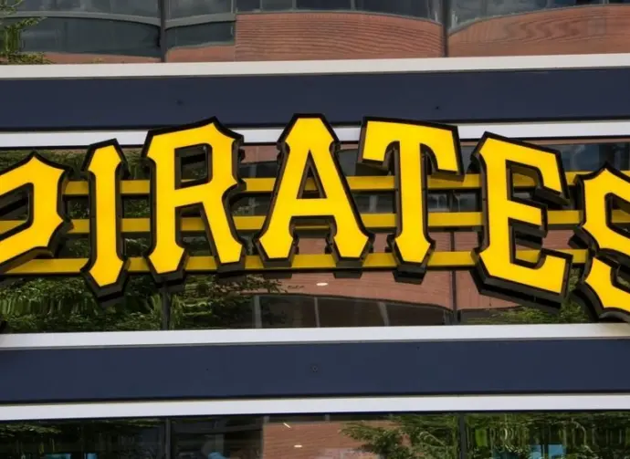 Pirates sign at PNC Park is the home of Major League Baseball's sports team Pittsburgh Pirates. PITTSBURGH^ PENNSYLVANIA - August 10^ 2024