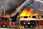 Firefighters fighting fire during training on October 15^ 2009 in Ohio