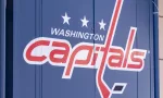 Washington Capitals logo^ on the side of their home arena Capital One Arena in downtown D.C.