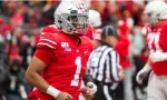 Justin Fields #1 - at University of Maryland Terrapins Vs. Ohio State Buckeyes on November 11th 2019 at the Ohio State Stadium in Columbus^ Ohio USA