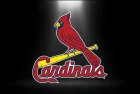 St. Louis Cardinals logo^ MLB Team^ Major League Baseball^ national League central division^ with black/spotlight background