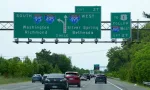 traffic on Interstate 95 South and 495 splits into Richmond^ Silver Spring^ Bethesda and Washington DC