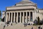 Columbia University Library and statue of Alma Mater^ New York^NY. It is the highest learning in the state of NY^ the 5th oldest in the USA