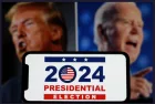Photo depiction of the 2024 United States presidential election^ with Donald Trump and Joe Biden in the background.