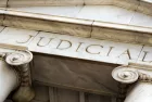 Close up of inscription above entrance to Supreme Court and Court of Appeal of Georgia in downtown Atlanta^ GA^ USA