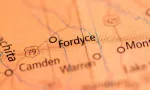 Map detailing the location of Fordyce. Arkansas. USA