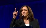 Presidential candidate Kamala Harris speaking at the Democratic National Convention summer session in San Francisco^ California.