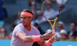 Rafael Nadal of Spain against Cachin a in their round of 32 match during Day Seven of the Mutua Madrid Open at La Caja Magica on April 29^ 2024 in Madrid^ Spain