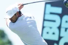 Jon Rahm waits on the 3rd tee during the second round of LIV Golf Miami on April 6^ 2024 at Trump National Doral.