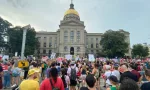 United States Atlanta Georgia State Capital protest of Supreme Court Ruling overturning Roe v Wade in favor of women’s right to choice. Editorial photo dated Friday June 24 2022