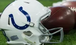 Indianapolis Colts helmet at Lucas Oil Stadium in Indianapolis IN on 9/29/19