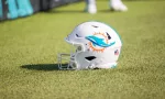 MIAMI DOLPHINS HELMET - on field during game VS JACKSONVILLE JAGUARS . 3 AUGUST 26^ 2023 at EVERBANK STADIUM in JACKSONVILLE FLORIDA