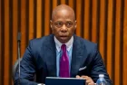 NYC Mayor Eric Adams speaks during a briefing with police brass at One Police Plaza on April 3^ 2024 in New York City.